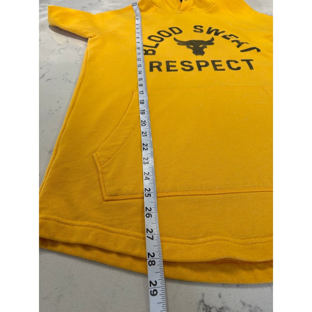 Under Armour Project Rock Blood Sweat Respect Short Sleeve Hoodie Yellow Small - Picture 7 of 9